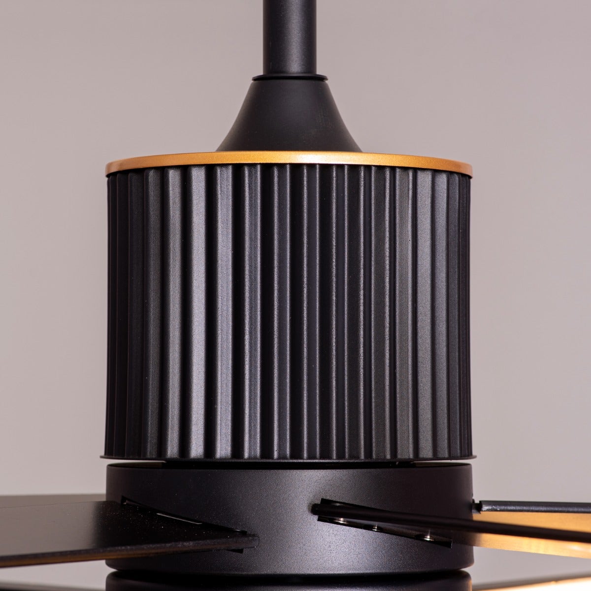 Serengeti (142 cm Span, Black & Gold Finish Metal Body, Black Finish Solid Wood Blades) Dimmable LED With Remote Control Ceiling Fan