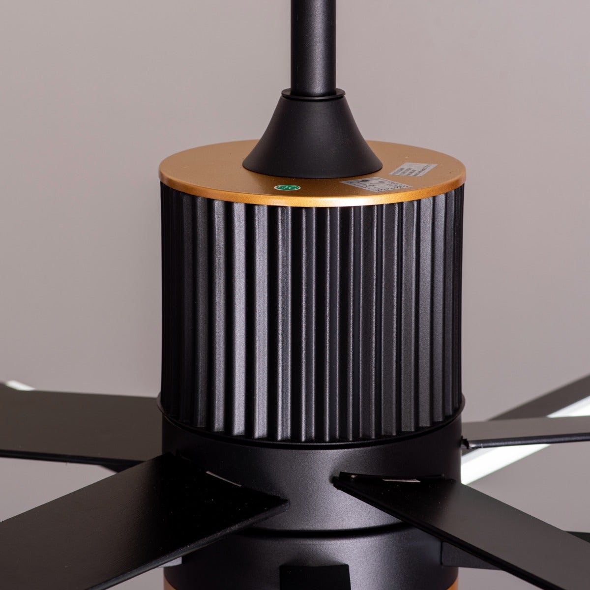 Serengeti (142 cm Span, Black & Gold Finish Metal Body, Black Finish Solid Wood Blades) Dimmable LED With Remote Control Ceiling Fan