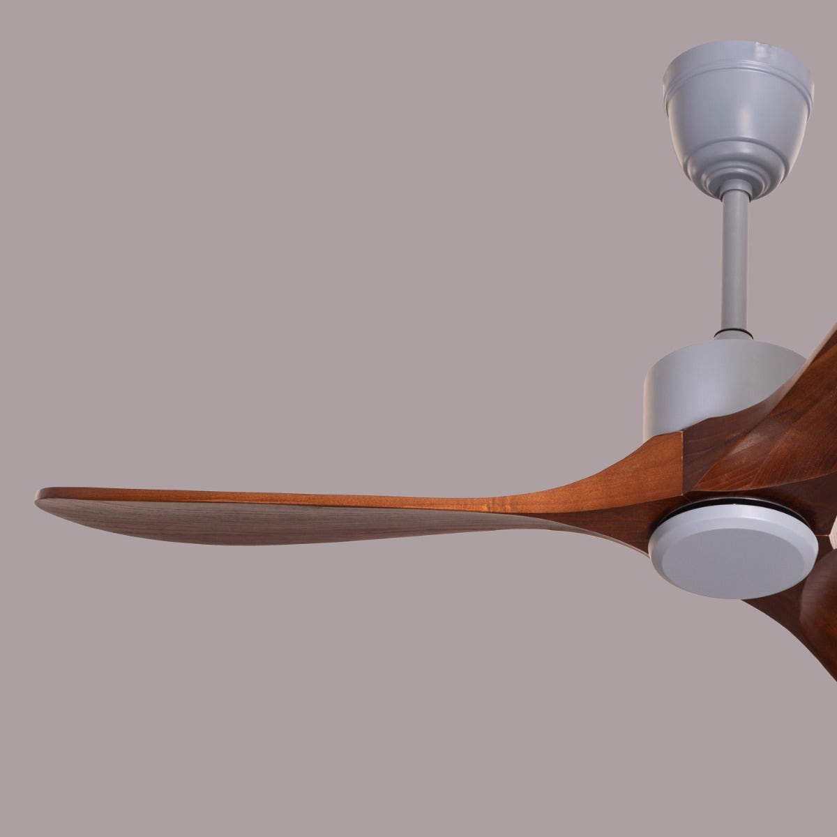 Tiburon (132 cm Span, Grey Finish Metal Body, Teakwood Finish Wooden Blades) Ceiling Fan