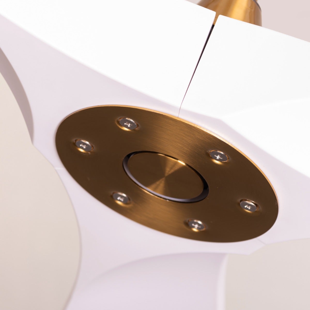 Spin Me Around (132 cm Span, Gold Finish Metal Body, White ABS Blades) Ceiling Fan