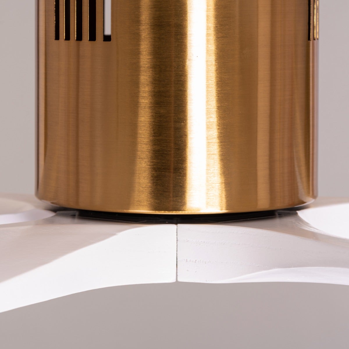 Carmel (132 cm Span, Gold Finish Metal Body, White Finish Wooden Blades) Ceiling Fan