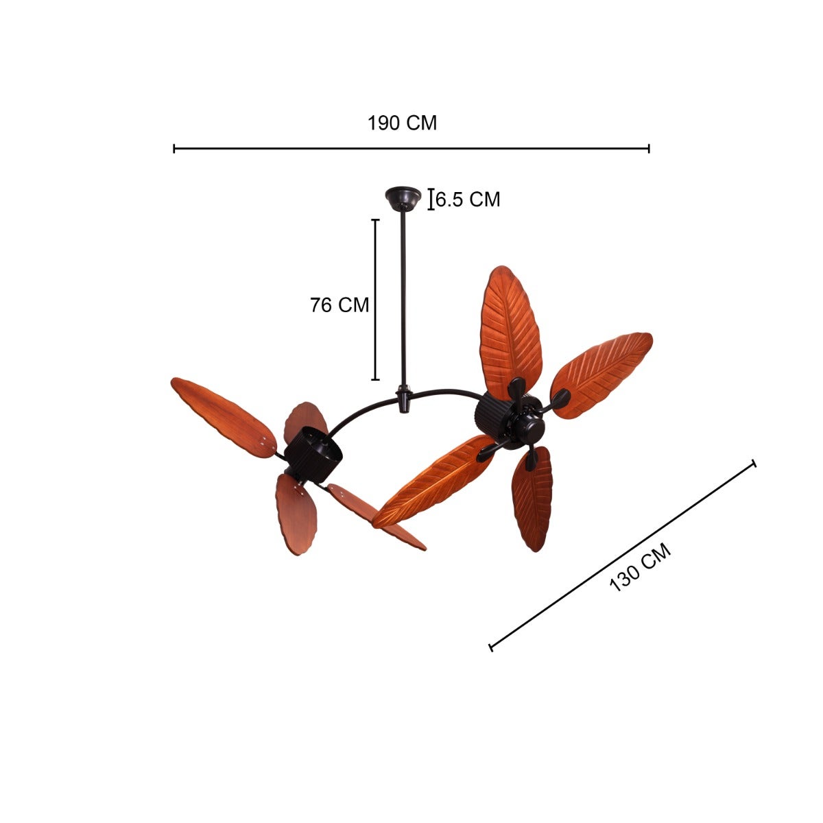 Ruby Hills (130 cm Span, Black Finish Metal Body, Walnut Finish ABS Blades) Ceiling Fan