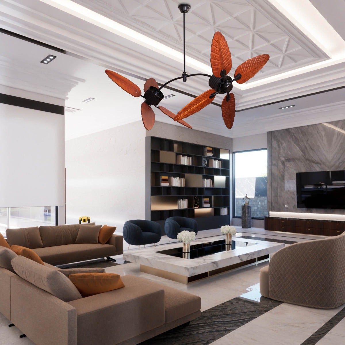 Ruby Hills (130 cm Span, Black Finish Metal Body, Walnut Finish ABS Blades) Ceiling Fan