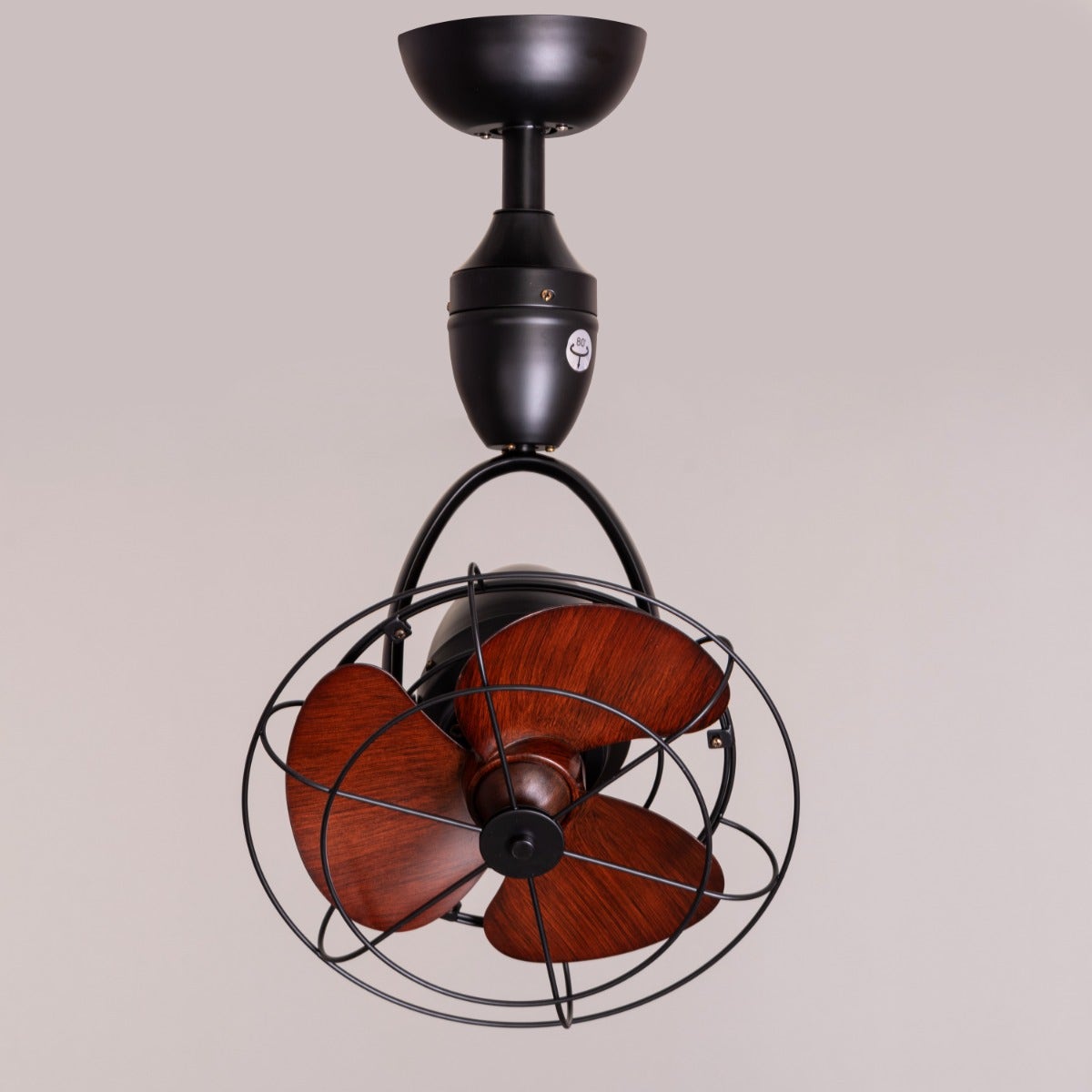 Canary Wharf (Oval Blade 28 cm Span, Black Finish Metal Body, Teak Wood Finish ABS Blades) Ceiling/Wall Fan