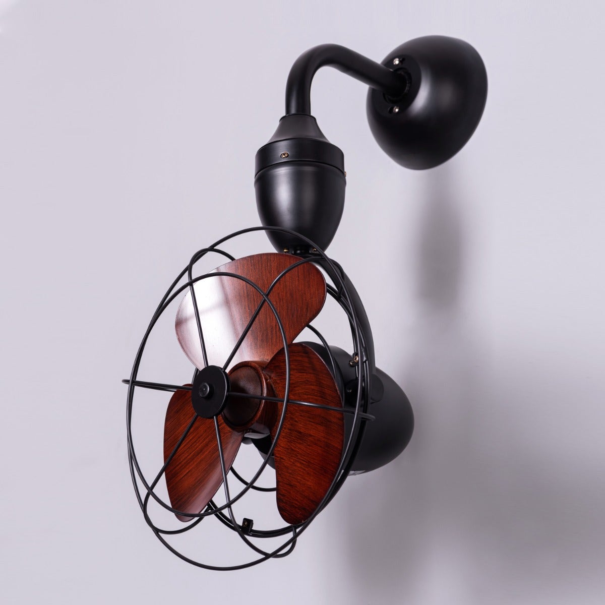 Canary Wharf (Oval Blade 28 cm Span, Black Finish Metal Body, Teak Wood Finish ABS Blades) Ceiling/Wall Fan
