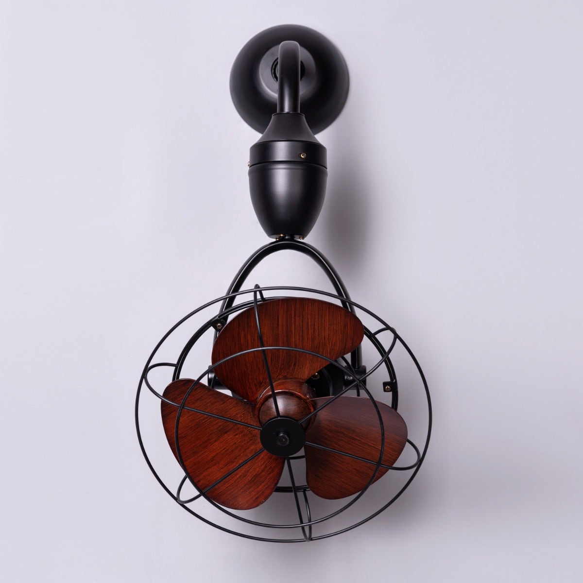Canary Wharf (Oval Blade 28 cm Span, Black Finish Metal Body, Teak Wood Finish ABS Blades) Ceiling/Wall Fan