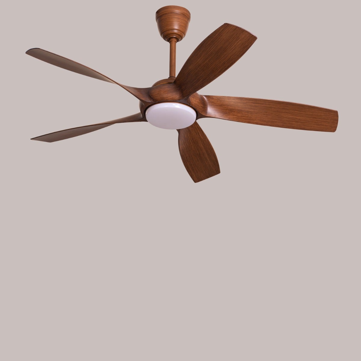 Redwood City (139 cm Span, Teak Wood Finish Metal Body, Teak Wood Finish ABS Blades) 3 Colour Dimmable LED With Remote Control Ceiling Fan