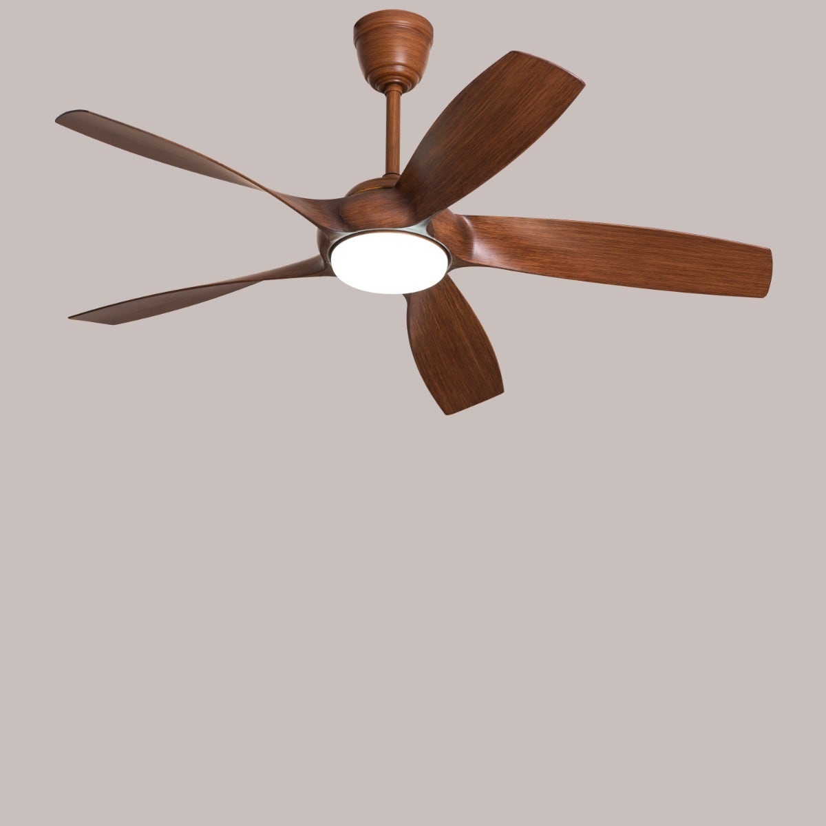 Redwood City (139 cm Span, Teak Wood Finish Metal Body, Teak Wood Finish ABS Blades) 3 Colour Dimmable LED With Remote Control Ceiling Fan