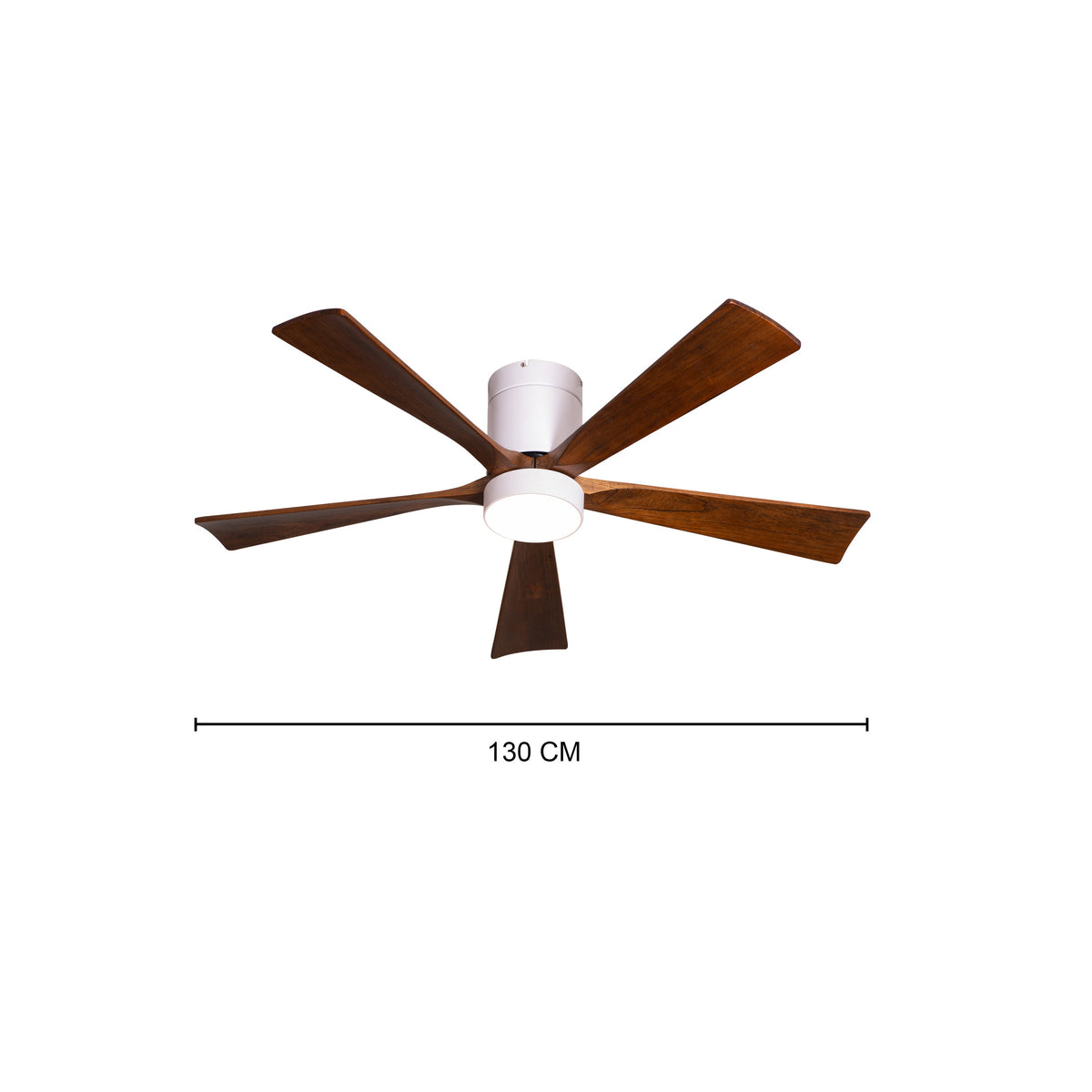 Peru Perfect (130 cm Span, White Finish Metal Body with Wooden Blades in Walnut Finish) 3 Color LED With Remote Control Ceiling Fan