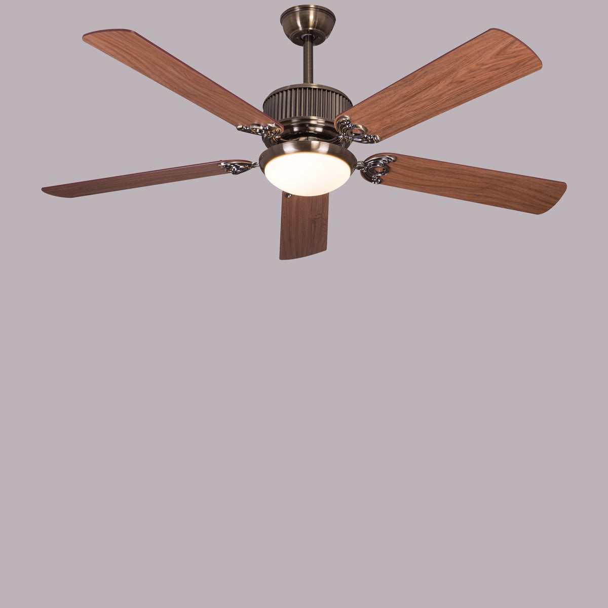 An Upgrade (142 cm Span, Antique Bronze Finish Metal Body, Walnut Finish MDF Blades) Dimmable LED With Remote Control Ceiling Fan