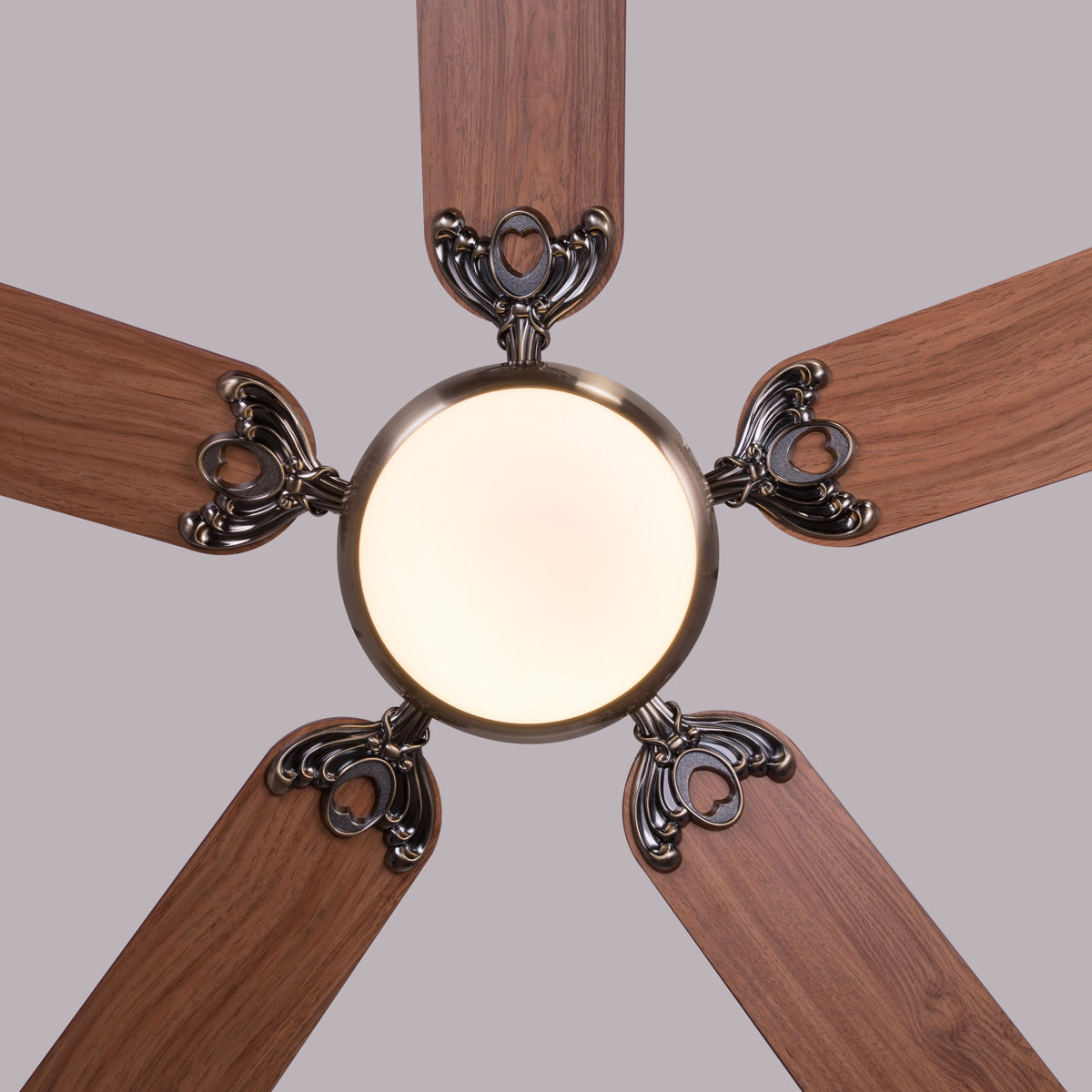 An Upgrade (142 cm Span, Antique Bronze Finish Metal Body, Walnut Finish MDF Blades) Dimmable LED With Remote Control Ceiling Fan