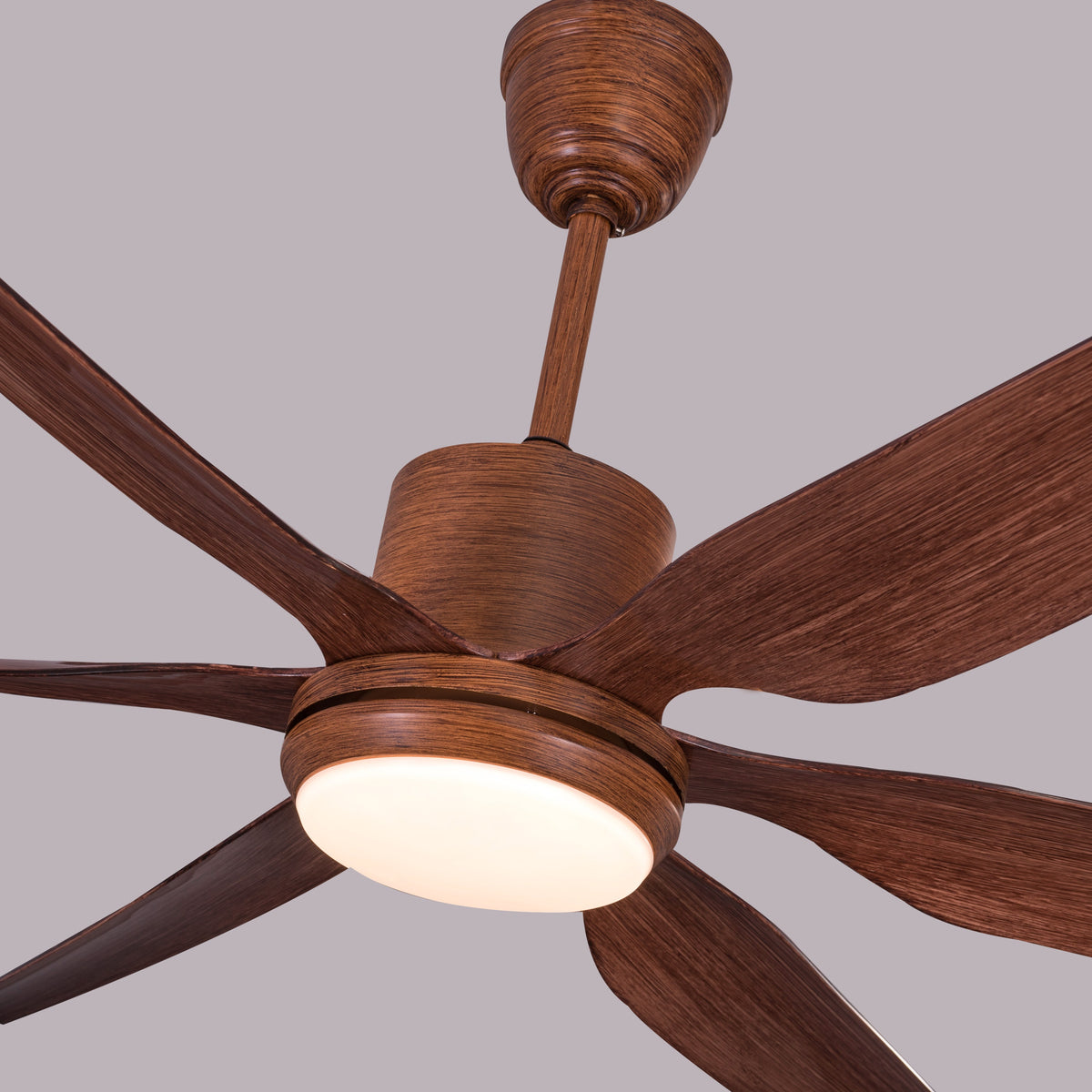 Monday Miracle (168 cm Span, Teak Finish Metal Body, Teak Finish ABS Blades) 3 Color LED With Remote Control Ceiling Fan