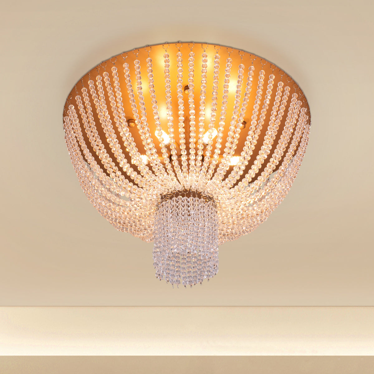 Warm Embrace (Gold) Crystal Ceiling Light