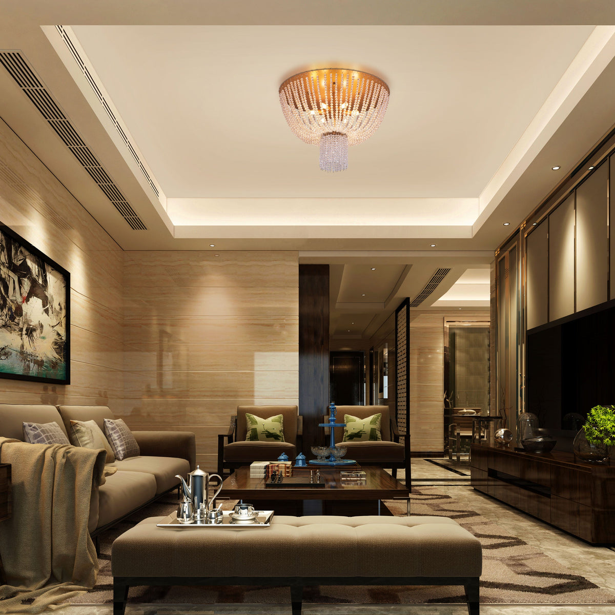 Warm Embrace (Gold) Crystal Ceiling Light