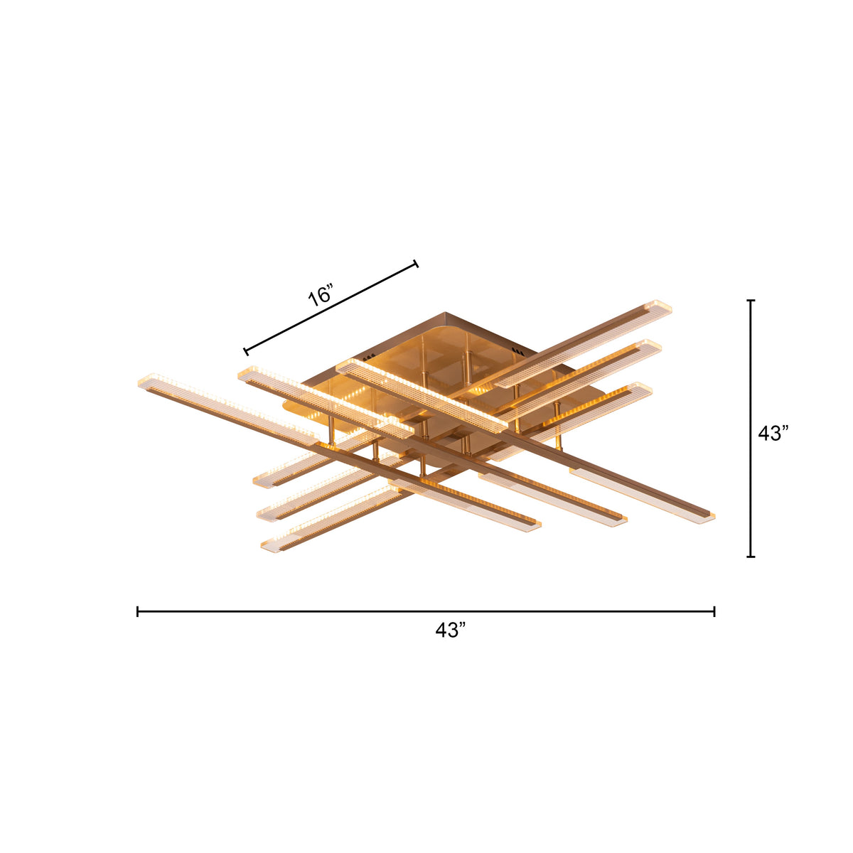 Evening Glow (Large, Gold, 3 Colour Dimmable LED with Remote Control) Ceiling Light