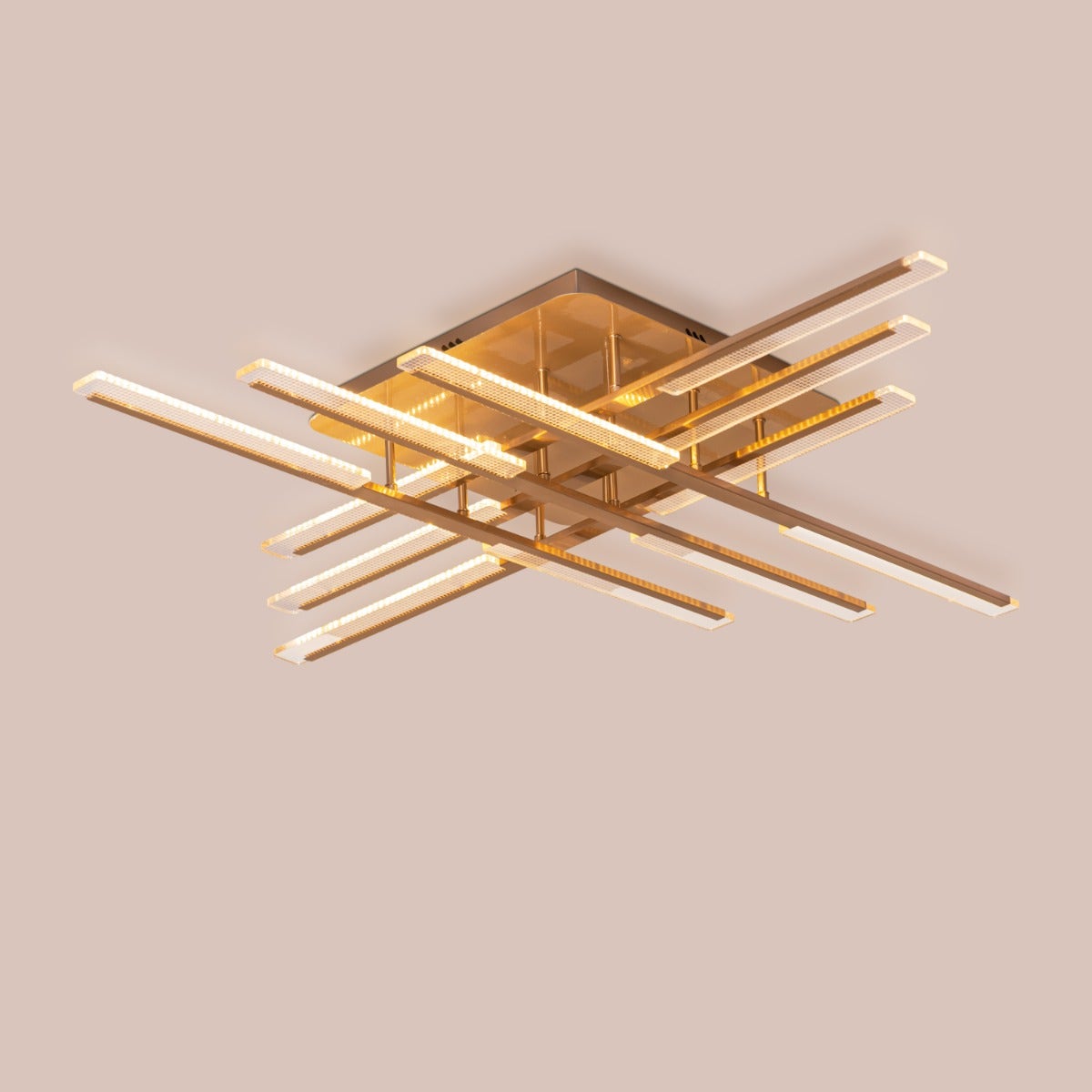 Evening Glow (Large, Gold, 3 Colour Dimmable LED with Remote Control) Ceiling Light