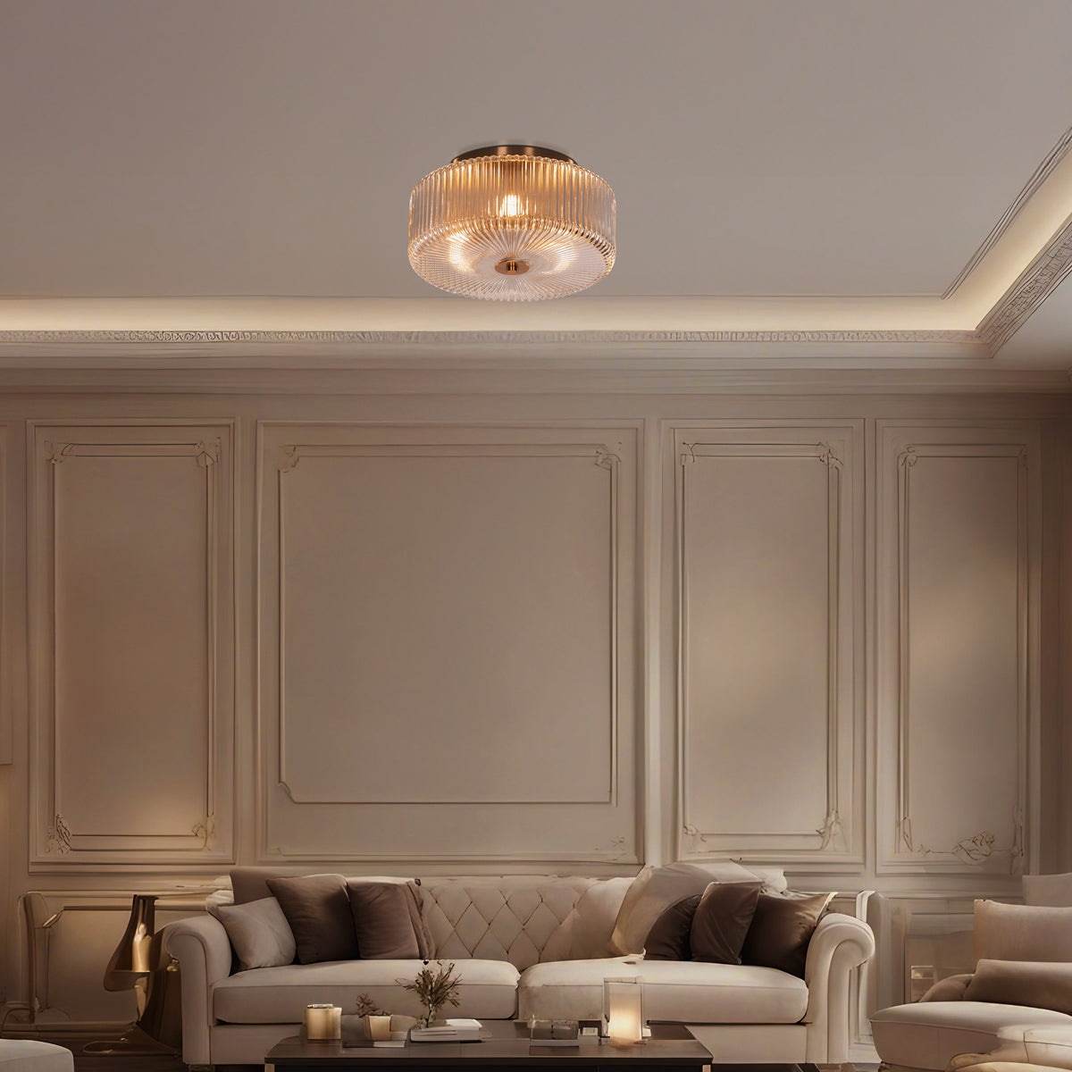 Sunwave (Gold) Textured Glass Ceiling Light