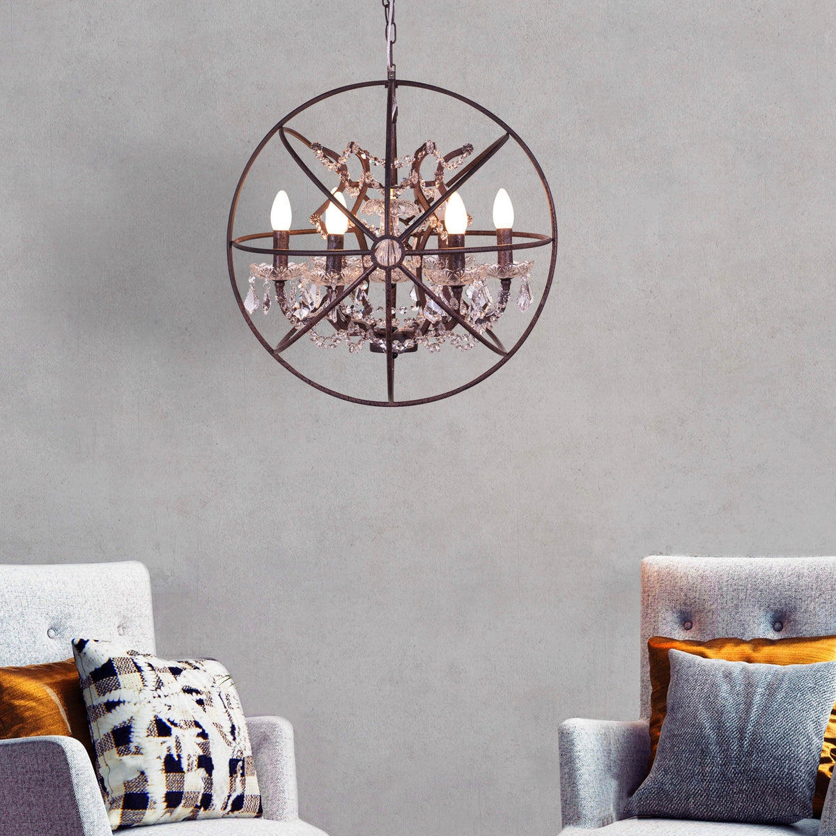 Moonlight Rendezvous (Small, Antique Rust) Crystal Chandelier