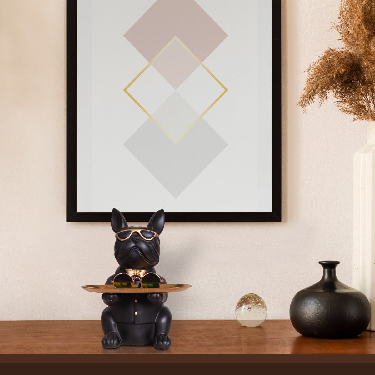 At your Service (Black, Gold) Home Decor Tray