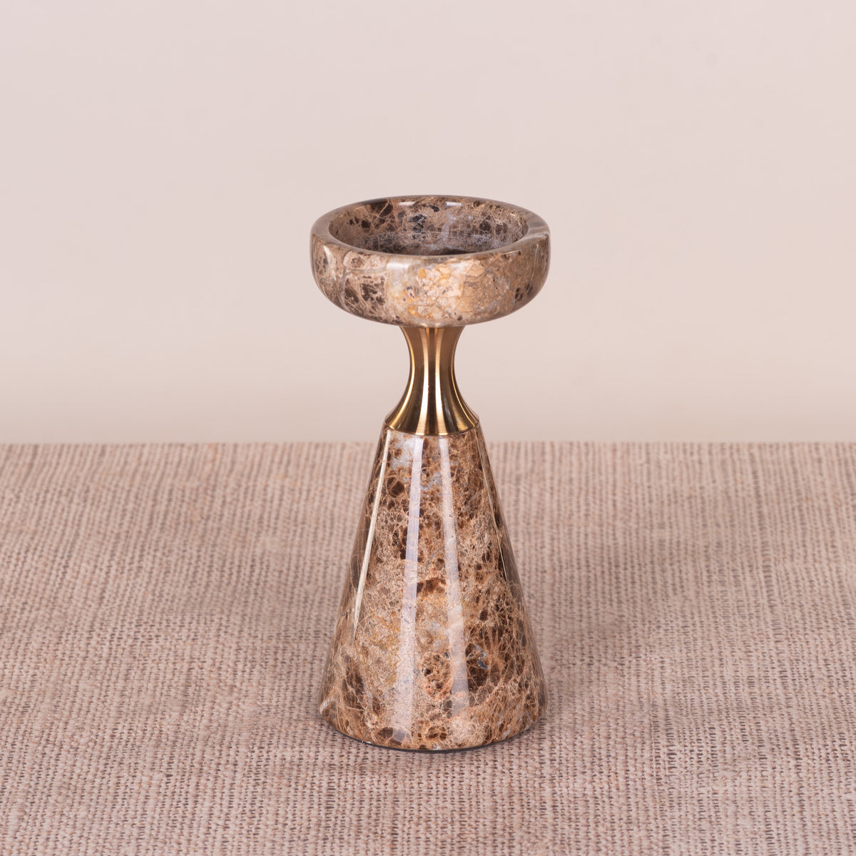 On The Spot (Large, Brown/Gold) Marble Candle Holder
