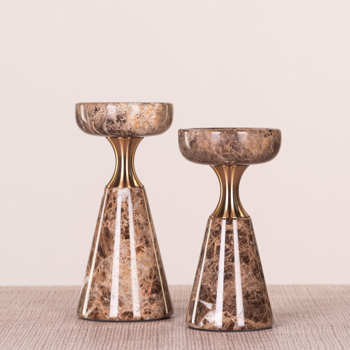 On The Spot (Large, Brown/Gold) Marble Candle Holder