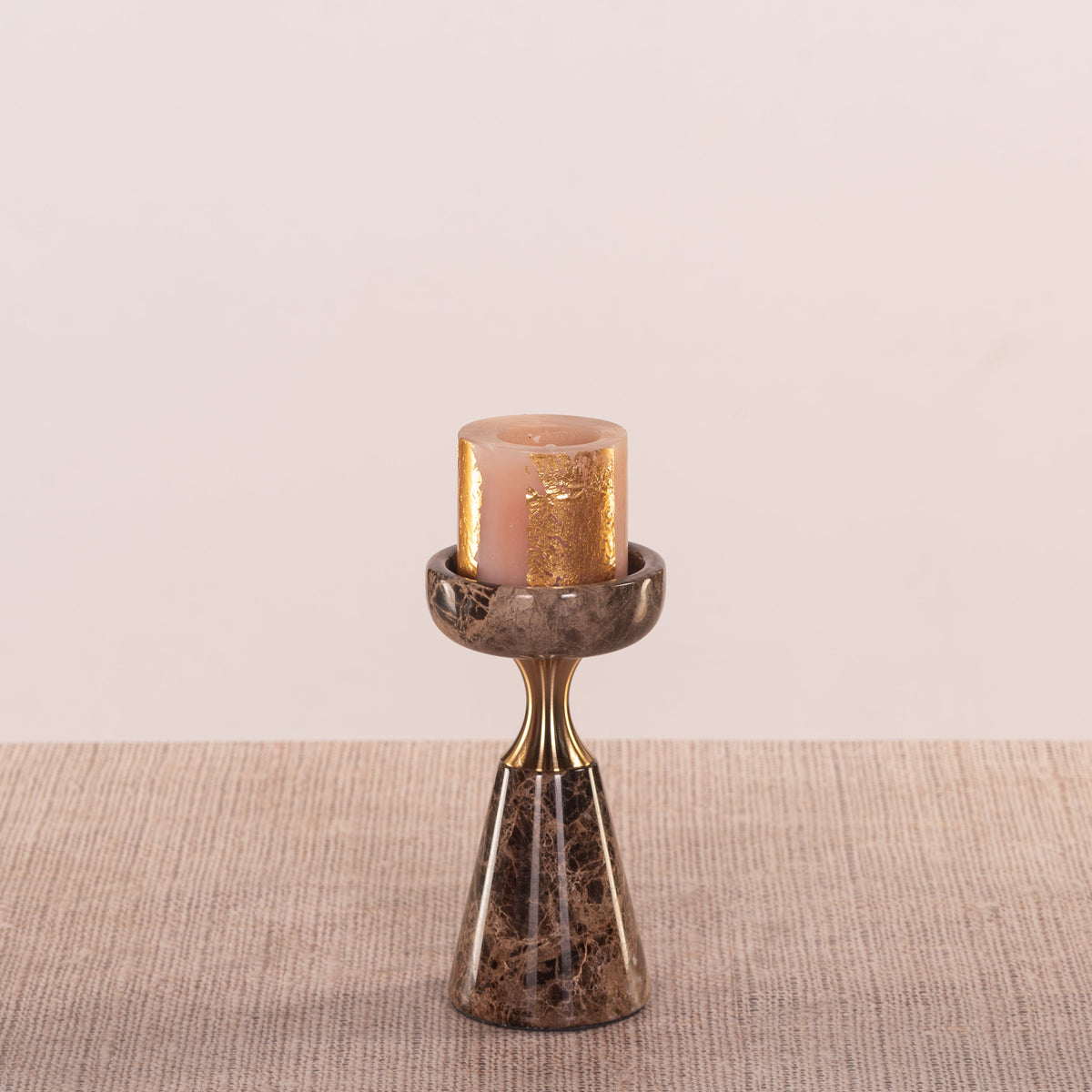 On The Spot (Small, Brown/Gold) Marble Candle Holder