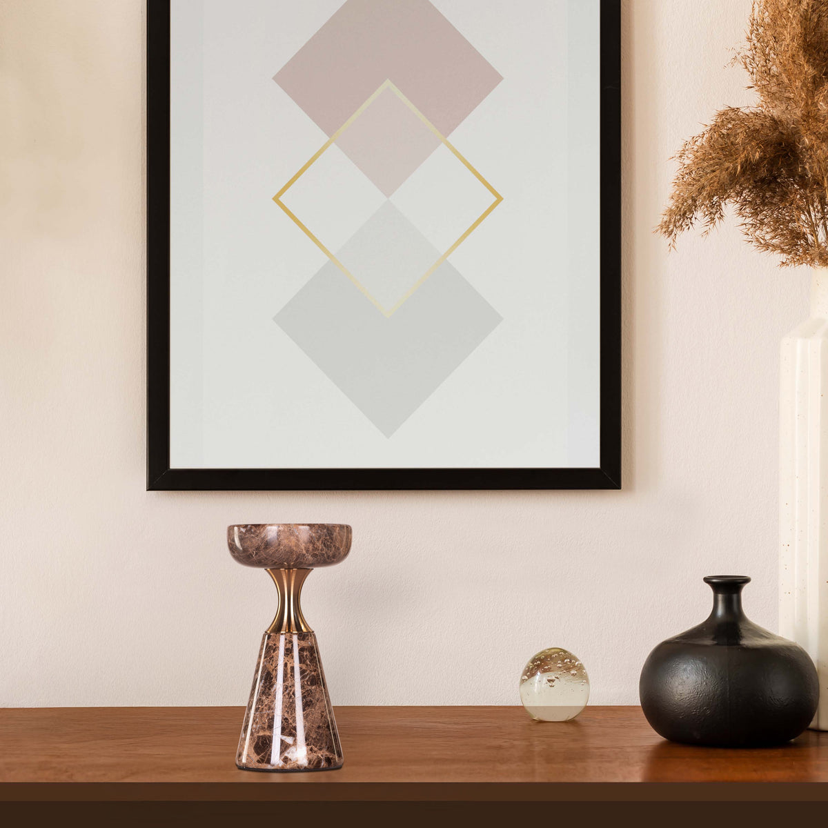 On The Spot (Small, Brown/Gold) Marble Candle Holder