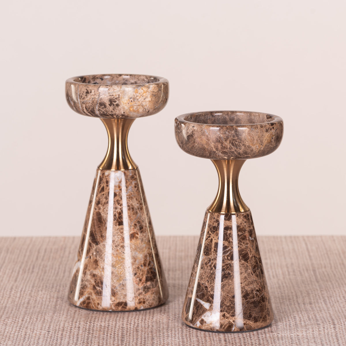 On The Spot (Small, Brown/Gold) Marble Candle Holder