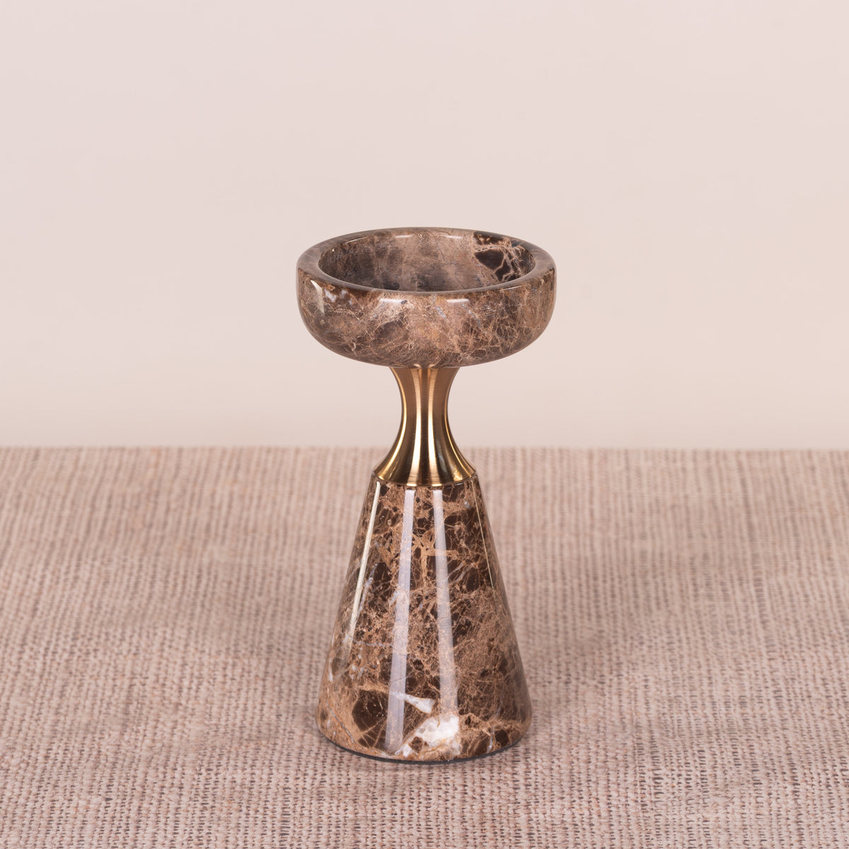 On The Spot (Small, Brown/Gold) Marble Candle Holder