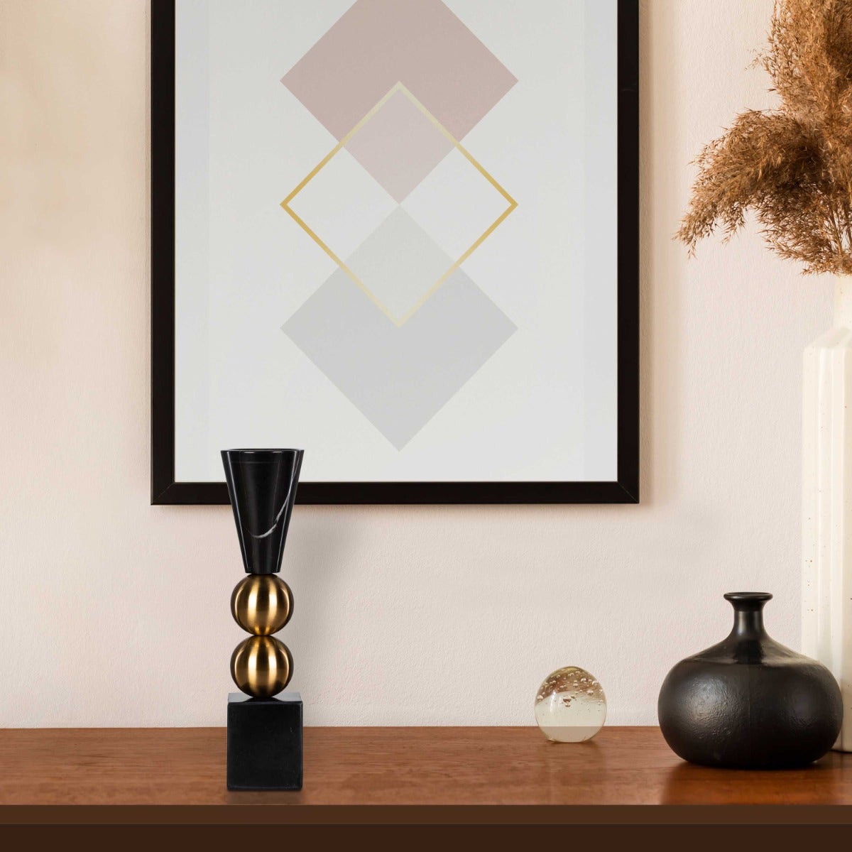 Glow Getter Double (Black) Marble Candle Holder