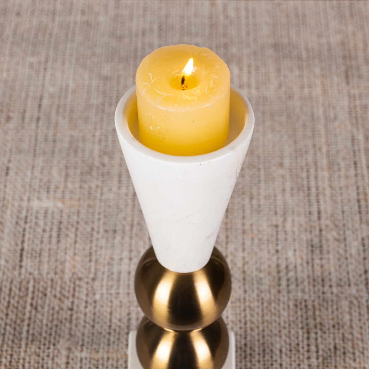 Glow Getter Double (White) Marble Candle Holder