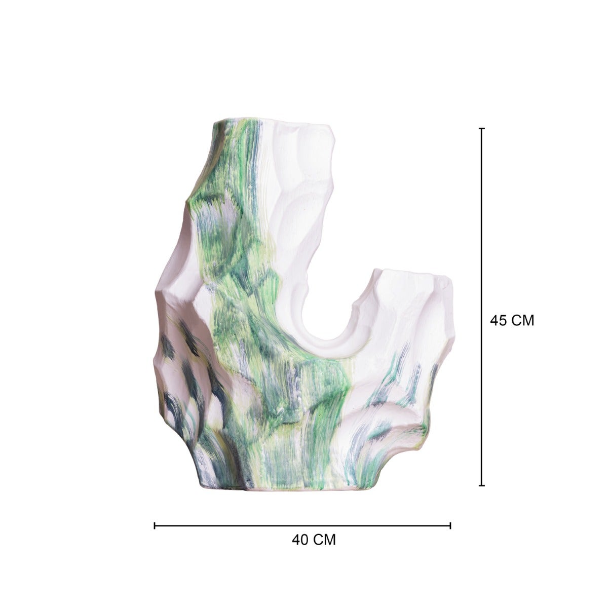 Grounded (White/Green) Textured Ceramic Vase