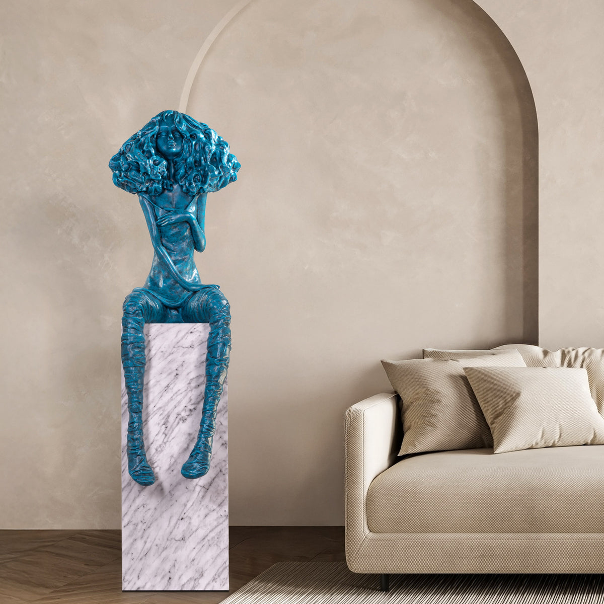Meet Me Underwater (Blue, White) Marble Home Decor