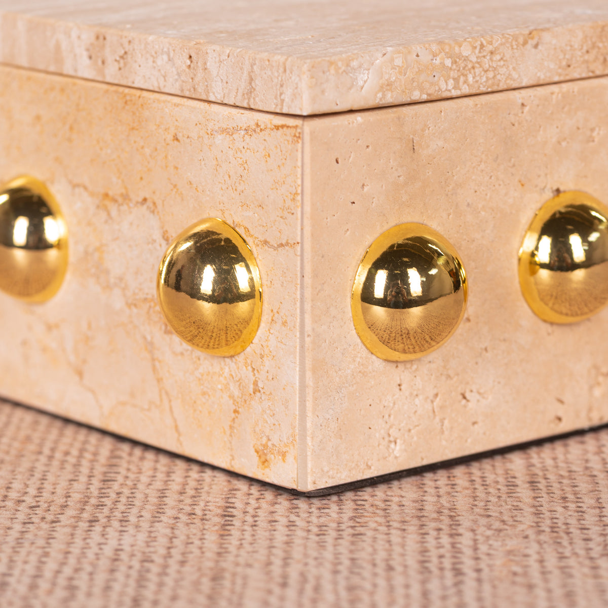 Town Down (Large, Beige, Gold) Marble Decorative Box