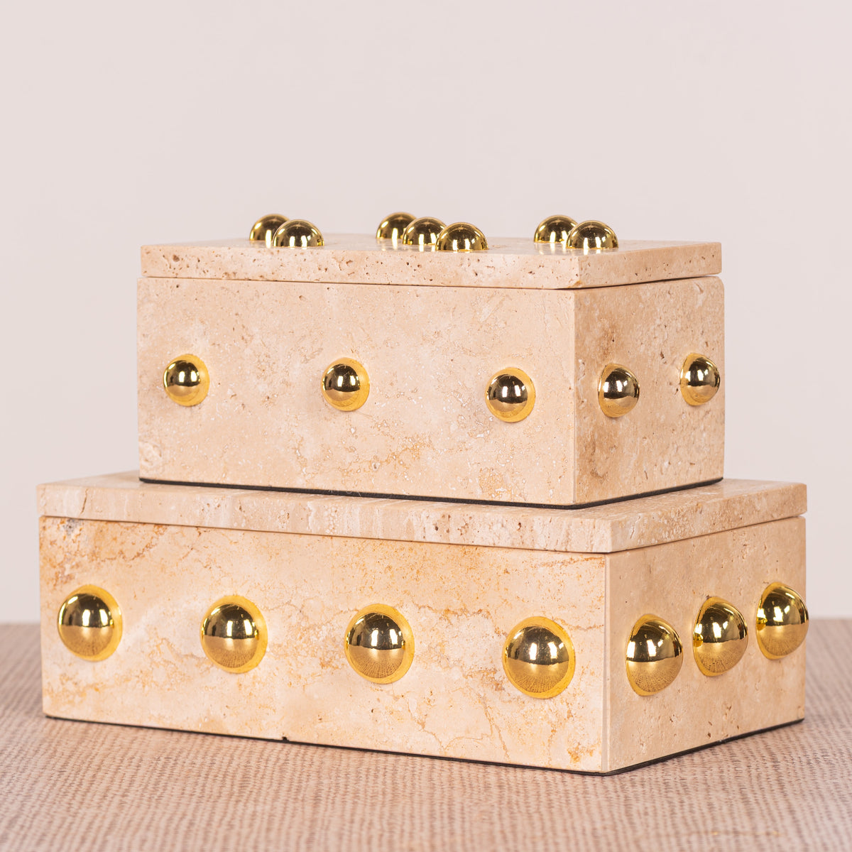 Town Down (Medium, Beige, Gold) Marble Decorative Box