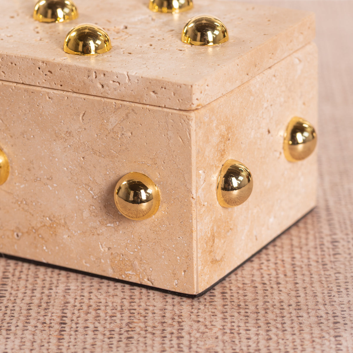Town Down (Medium, Beige, Gold) Marble Decorative Box