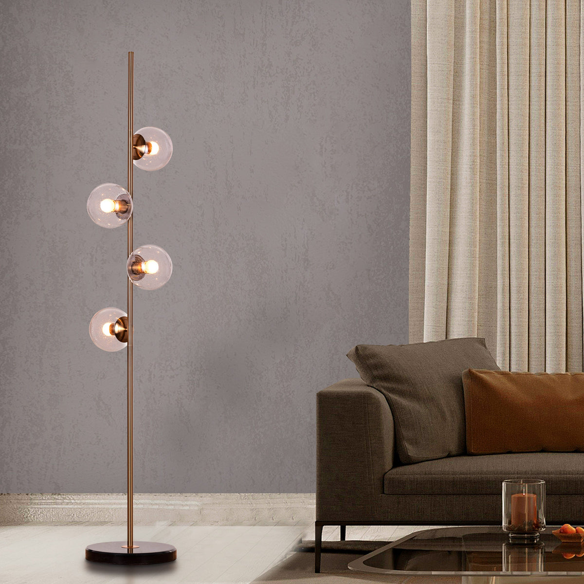 Sundance (Gold) Clear Bubble Glass Floor Lamp