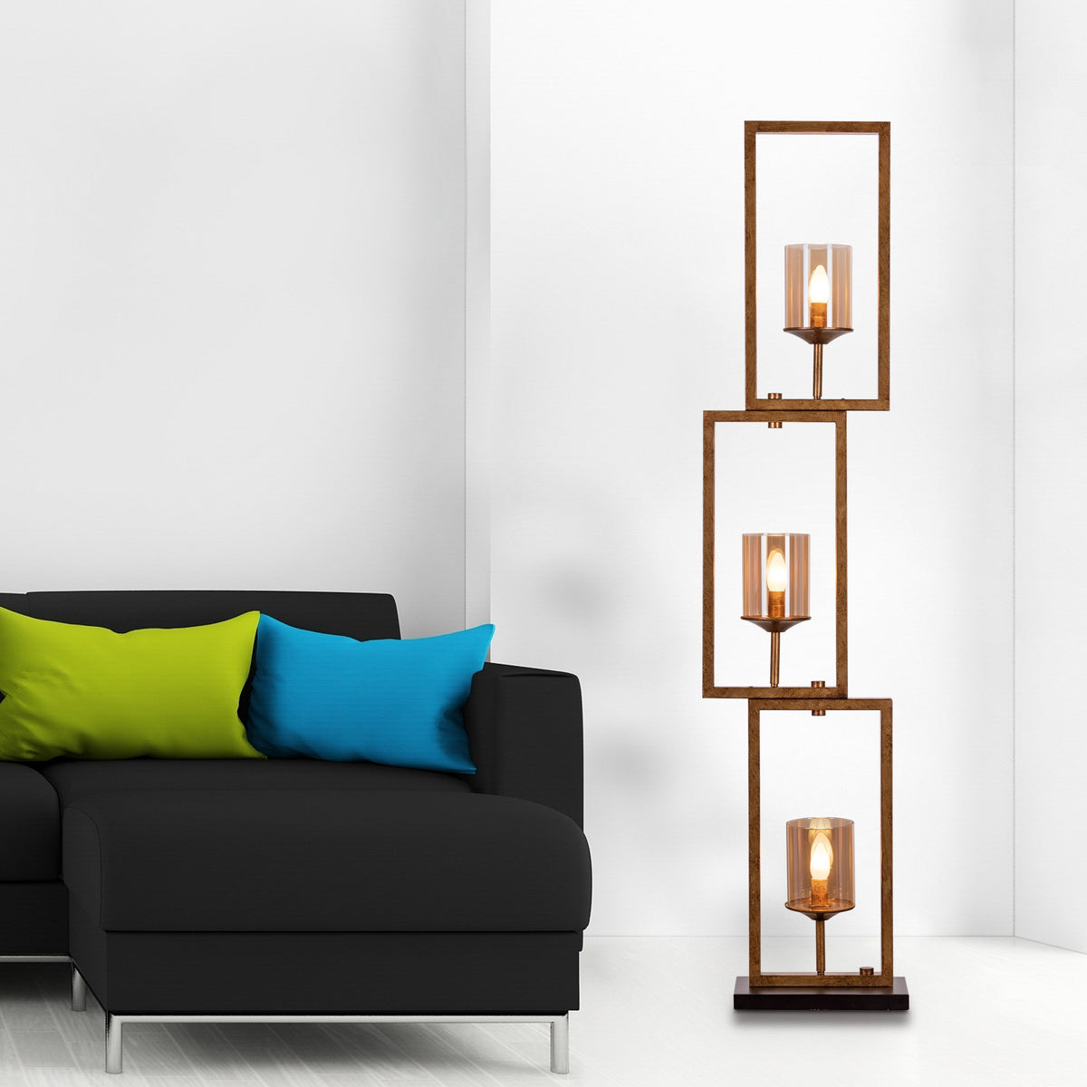 Curtain Call (Antique Gold) Glass Floor Lamp