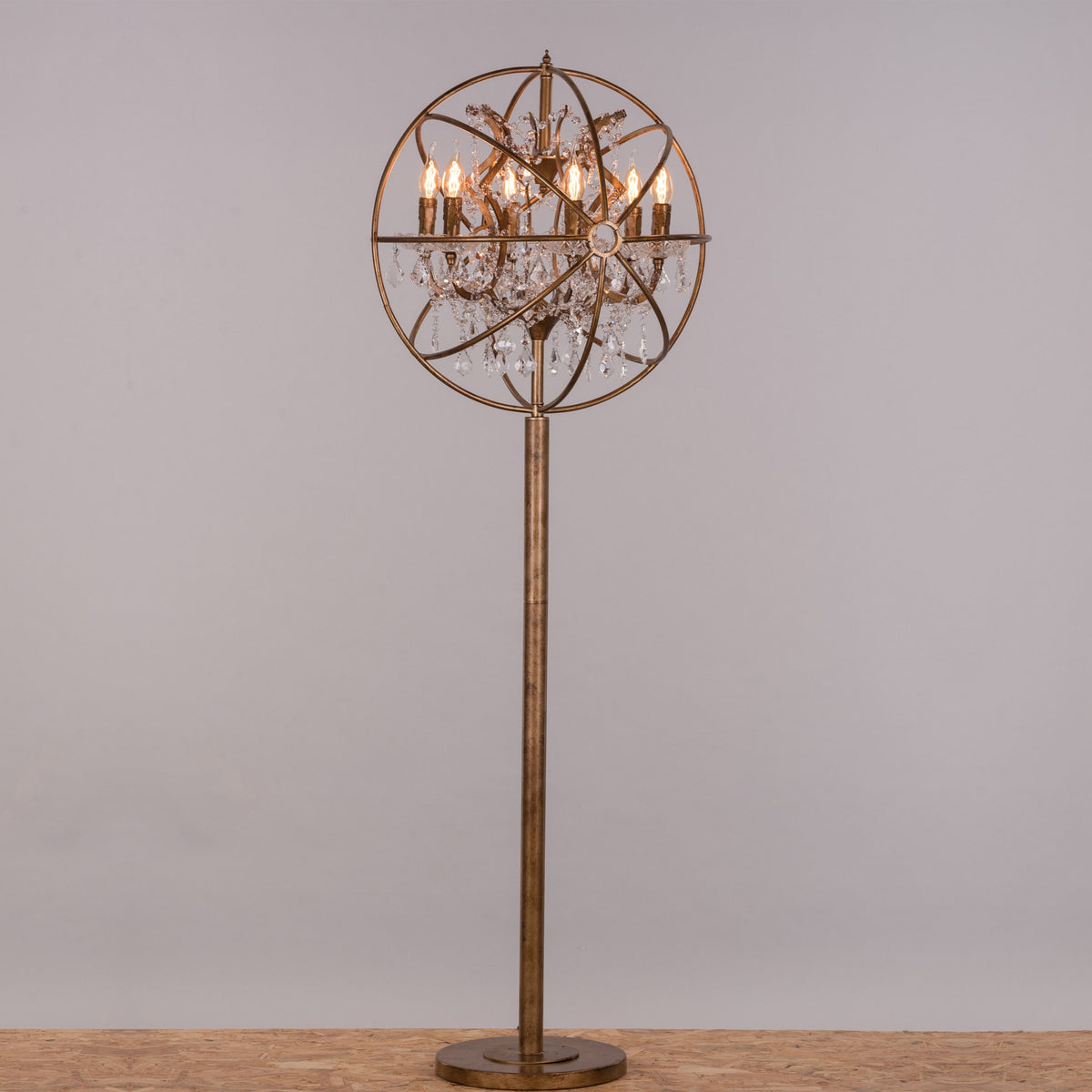 Moonlight Rendezvous (Antique Gold) Crystal Floor Lamp