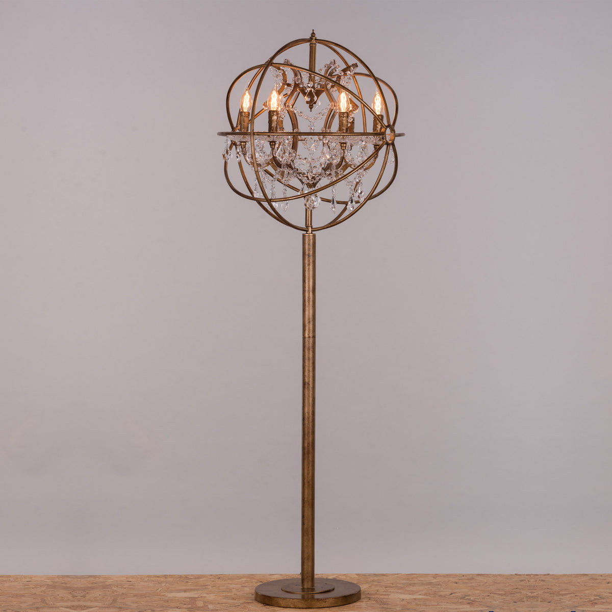 Moonlight Rendezvous (Antique Gold) Crystal Floor Lamp