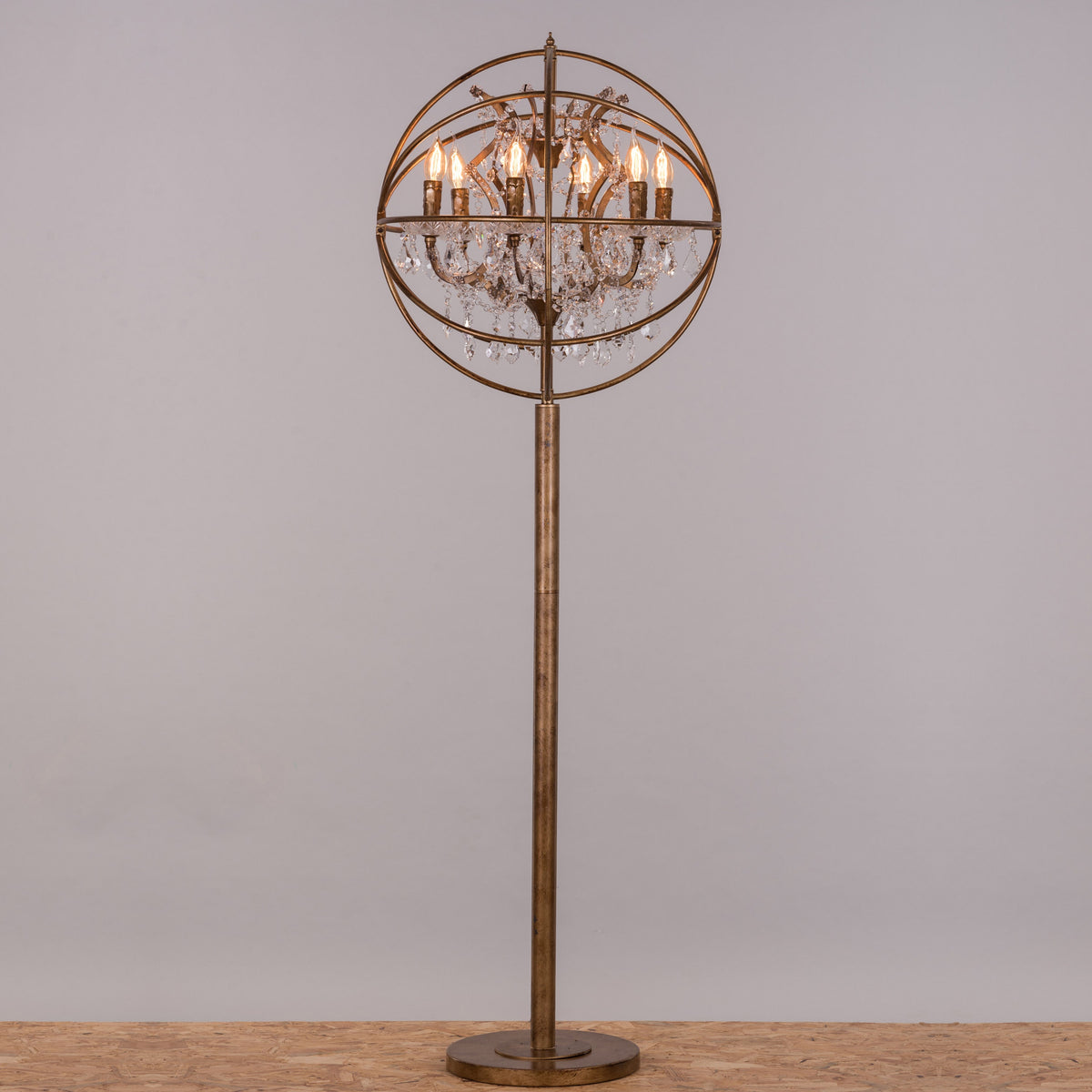 Moonlight Rendezvous (Antique Gold) Crystal Floor Lamp
