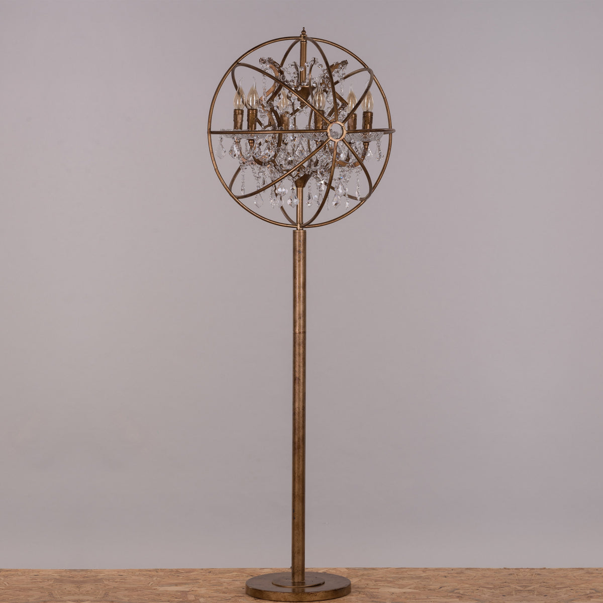 Moonlight Rendezvous (Antique Gold) Crystal Floor Lamp