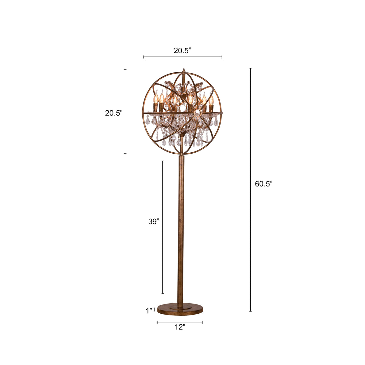 Moonlight Rendezvous (Antique Gold) Crystal Floor Lamp