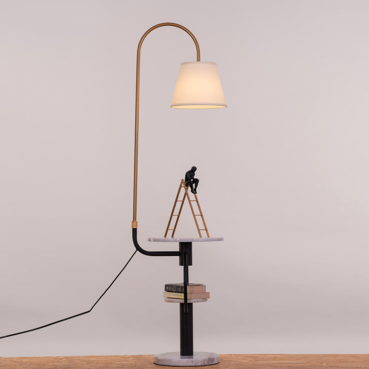 Face The Music (Gold, Black) Marble Floor Lamp