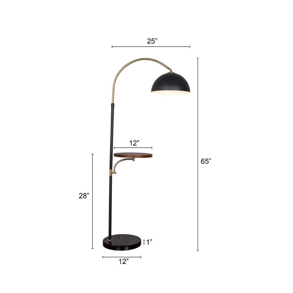 Rising Tide (Black, Gold) Marble Floor Lamp