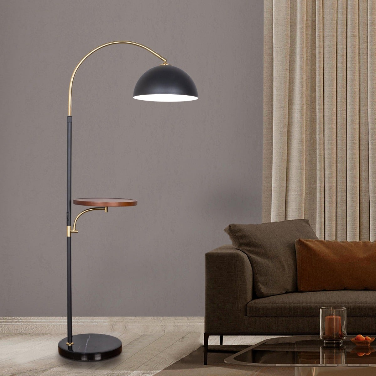 Rising Tide (Black, Gold) Marble Floor Lamp