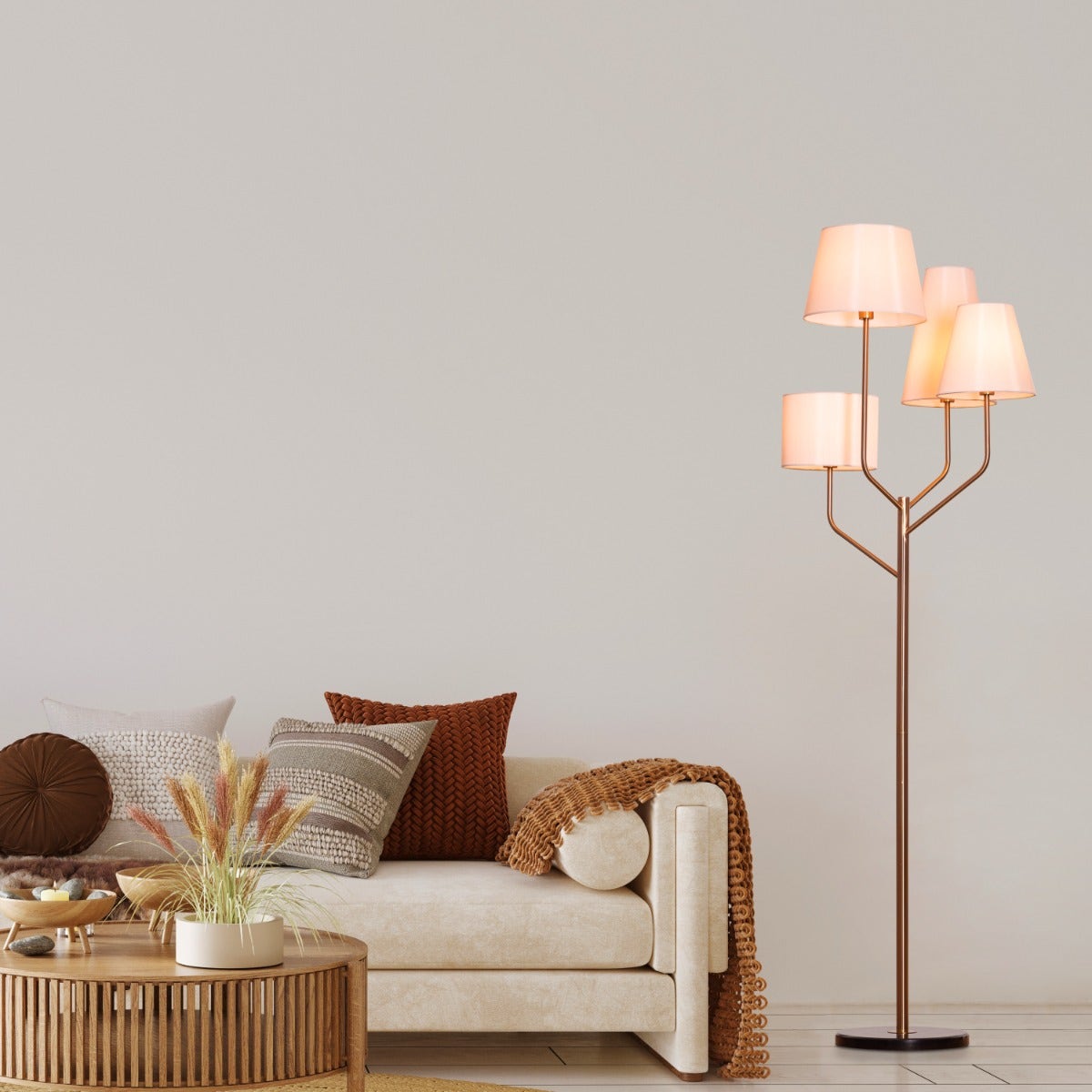 News Is Everywhere (Gold, Beige) Marble Floor Lamp