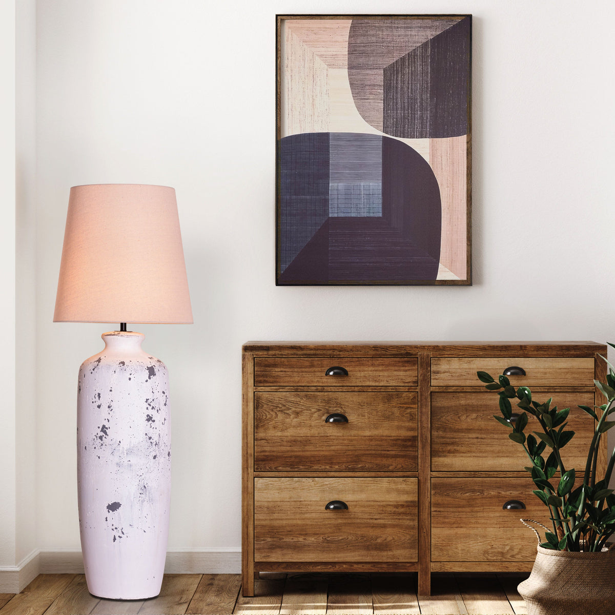 Snow Storm (White, Beige) Ceramic Floor Lamp