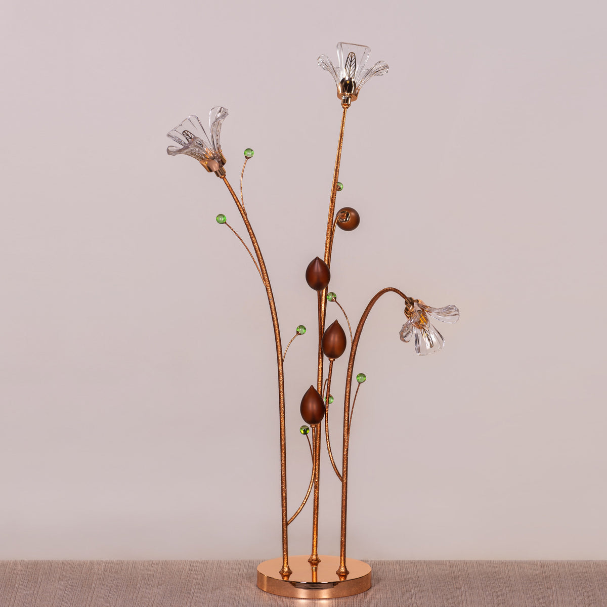 Harubana Whisper (Rose Gold, Clear Amber) Textured Glass Floor Lamp