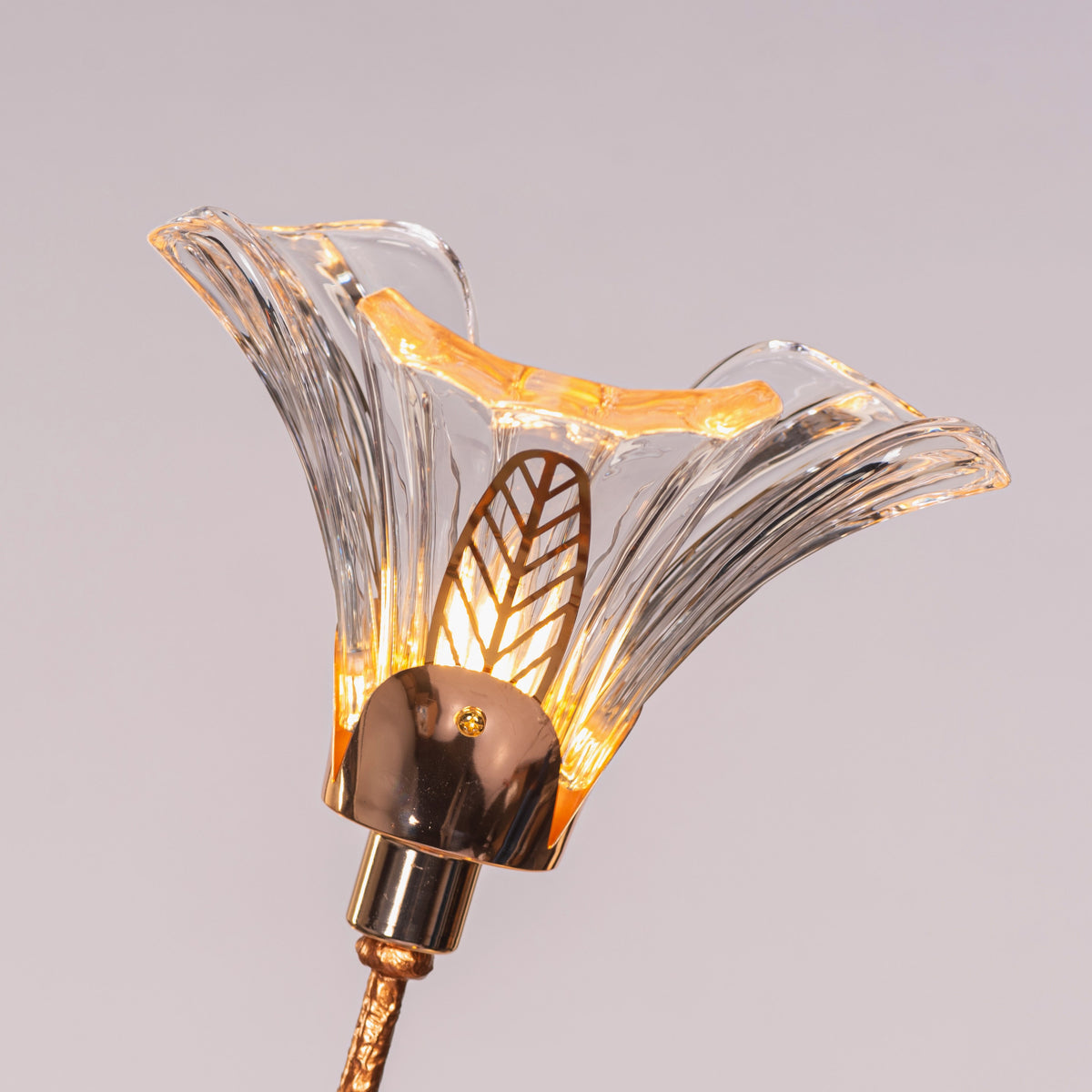 Harubana Whisper (Rose Gold, Clear Amber) Textured Glass Floor Lamp